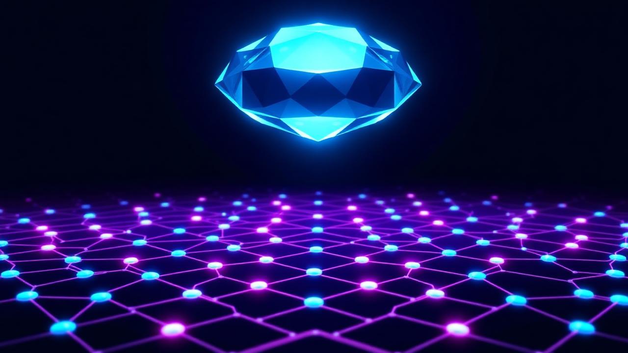 Abstract faceted gem above a network of nodes, symbolising tailored on-request DPP consulting