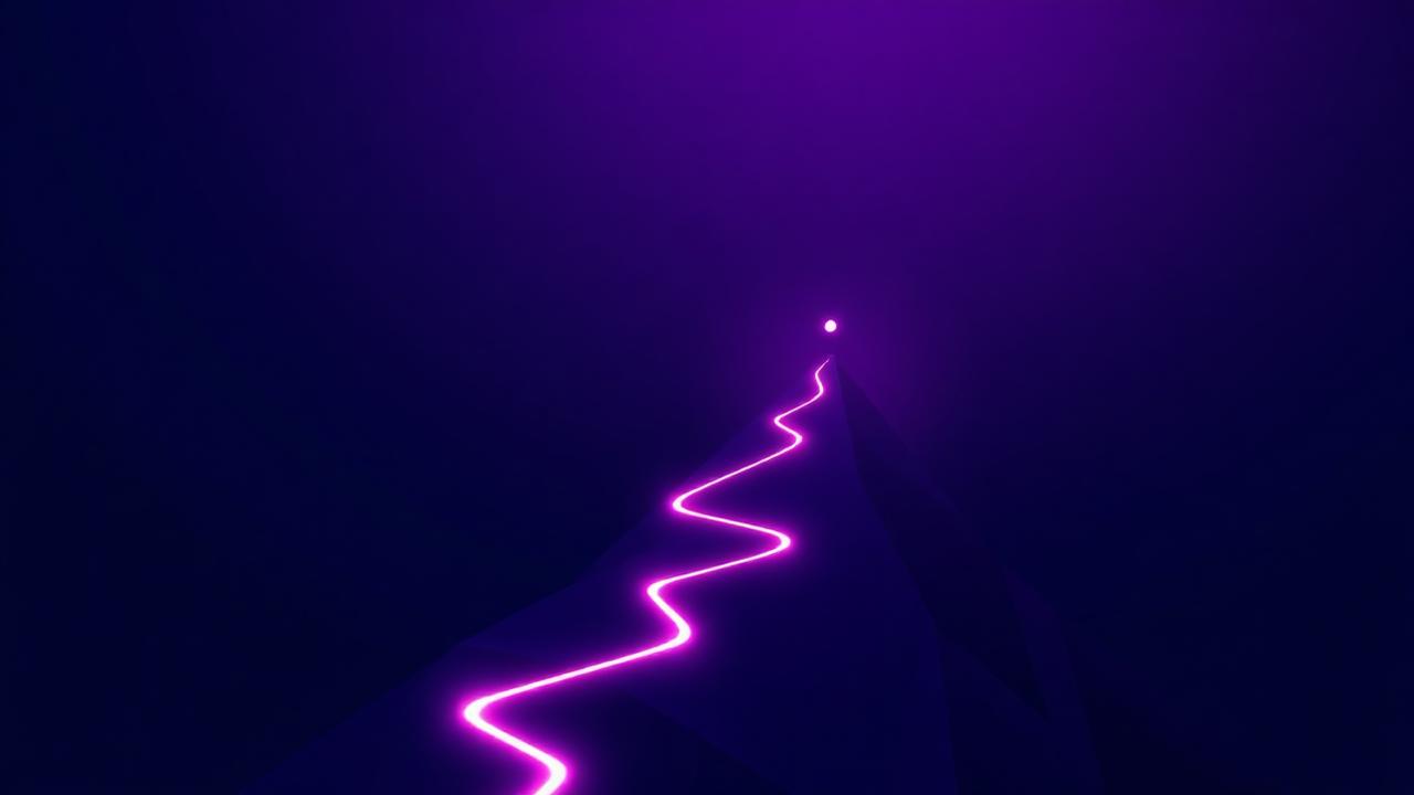 Abstract glowing route climbing a summit, symbolising the 12-week Sherpa implementation programme